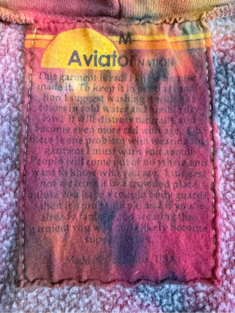 Aviator Nation Red Purple Hand Tie-Dye Full Zip Hoodie - M
